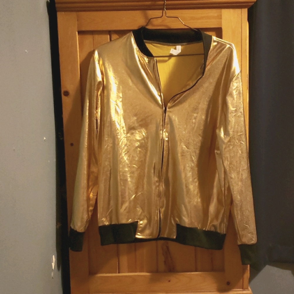 Metallic Gold Bomber Jacket